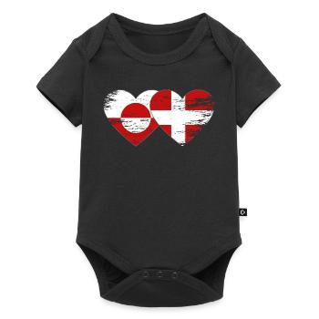 Cœur du drapeau du Groenland-Danemark utilisé - Body à manches courtes Premium Bébé - noir - Devant