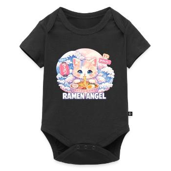 Japon Cat Ramen Nouilles Motif Vague Rétro - Body à manches courtes Premium Bébé - noir - Devant