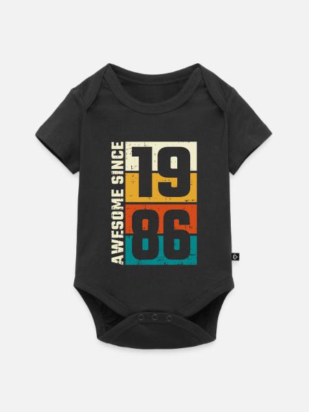 Retro 1986 Spiele-Logo - Baby Premium Kurzarmbody - Schwarz
