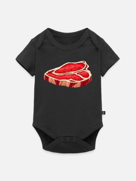Saftiges Steak Illustration - Baby Premium Kurzarmbody - Schwarz
