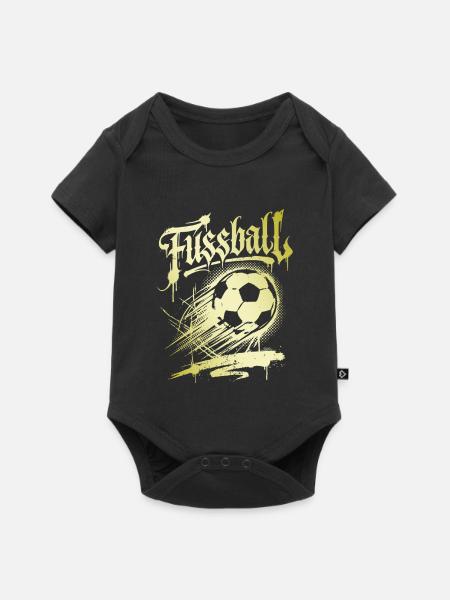 Fußball Schriftzug Dynamischer Ball Gold - Baby Premium Kurzarmbody - Schwarz