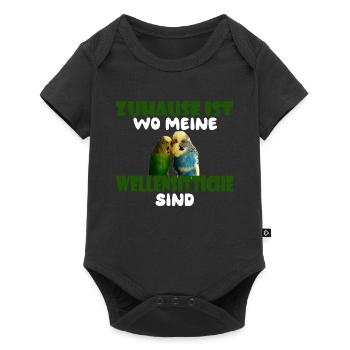 Home is where my budgies are - Baby Premium short-sleeve bodysuit - black - Front