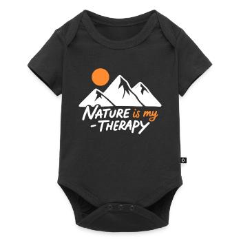 Nature is my Therapy Mountains for Hikers - Baby Premium short-sleeve bodysuit - black - Front