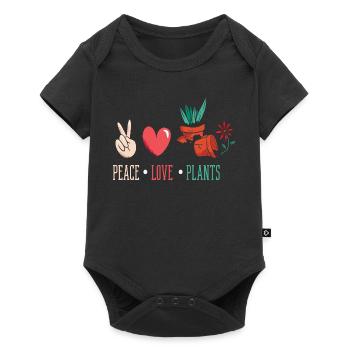 Amateur des plantes Paix Amour Plantes Fleurs succulentes - Body à manches courtes Premium Bébé - noir - Devant
