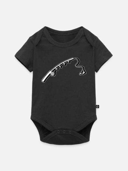 Angelrute Angeln - Baby Premium Kurzarmbody - Schwarz