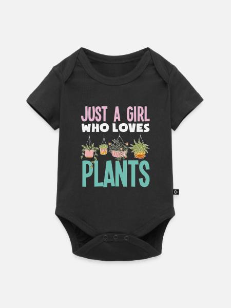 Just A Girl Who Loves Plants Gardening Succulent - Baby Premium Kurzarmbody - Schwarz