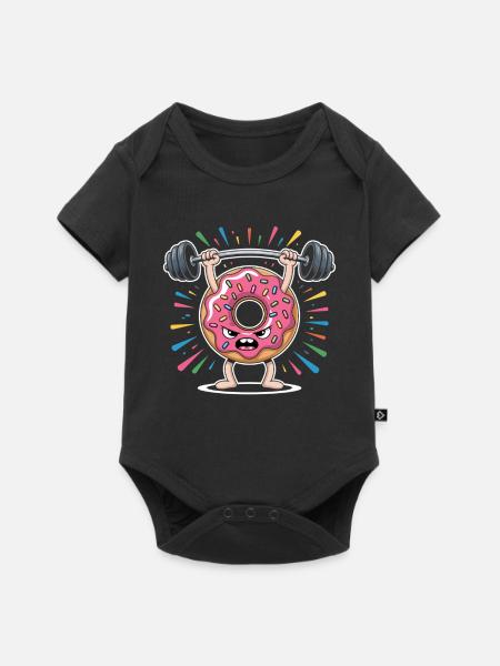 Donut Krafttraining mit Streuseln - Baby Premium Kurzarmbody - Schwarz