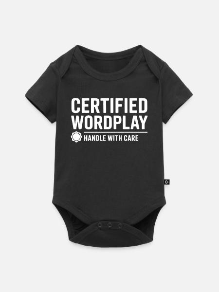 Certified Wordplay Wortspiele - Baby Premium Kurzarmbody - Schwarz