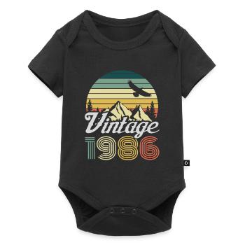 Vintage 1986 Mountain Landscape - Baby Premium short-sleeve bodysuit - black - Front
