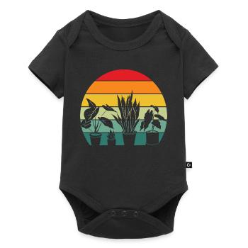 Retro Pflanzenliebhaber Pflanzen Sukkulente Blume - Baby Premium Kurzarmbody - Schwarz - Vorne