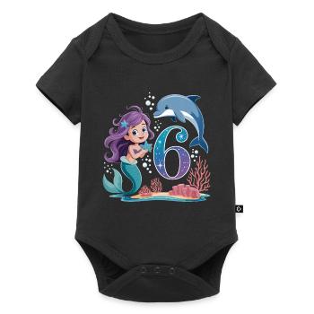 6e anniversaire de la sirène 6 ans - Body à manches courtes Premium Bébé - noir - Devant