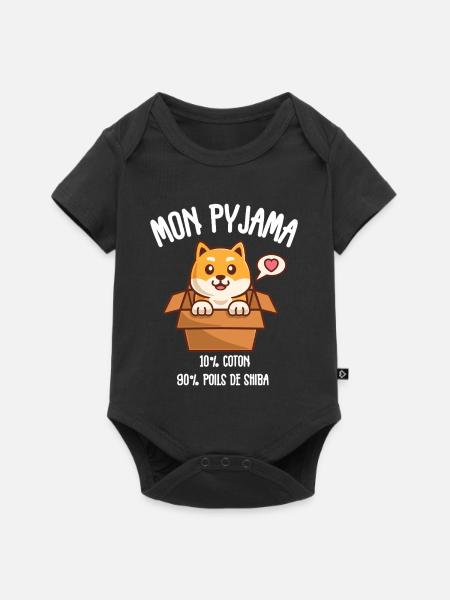 Humorvolle Pyjamas Shiba-Haare - Baby Premium Kurzarmbody - Schwarz