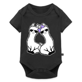 2 Llamas Couple In Love Cool Sunglasses Sitting - Baby Premium short-sleeve bodysuit - black - Front