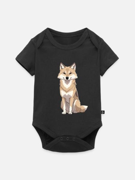 Fröhlicher Fuchsfreund Illustration - Baby Premium Kurzarmbody - Schwarz