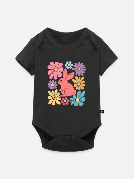 Happy Easter Bunny Boho - Baby Premium Kurzarmbody - Schwarz