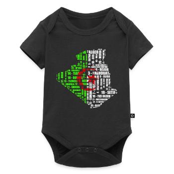 Carte d'Algérie en couleur drapeau et 48 wilayas - Baby Premium short-sleeve bodysuit - black - Front