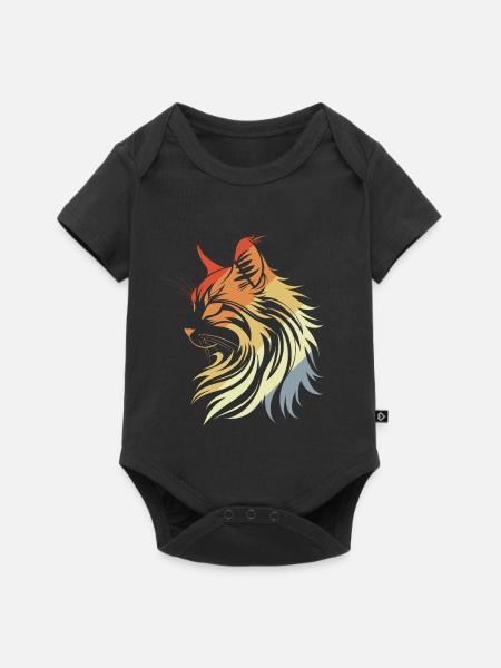 Katze Retro Stil - Baby Premium Kurzarmbody - Schwarz