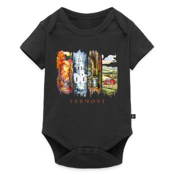 Voyage dans le Vermont – Feuillage d’automne et vie à la ferme - Body à manches courtes Premium Bébé - noir - Devant