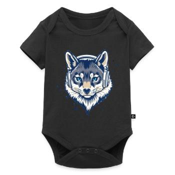 cool fox with headphones - Baby Premium short-sleeve bodysuit - black - Front