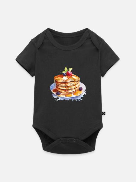 Wasserfarbene Pfannkuchen mit Sirup - Baby Premium Kurzarmbody - Schwarz