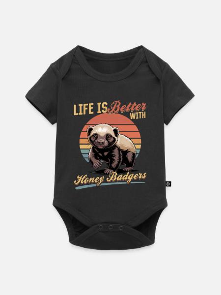 Funny Honey Badger - Baby Premium Kurzarmbody - Schwarz