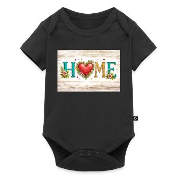 Heart flowers HOME letters - Baby Premium short-sleeve bodysuit - black - Front