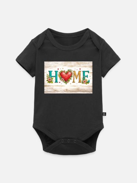Herzblumen HEIM-Briefe - Baby Premium Kurzarmbody - Schwarz