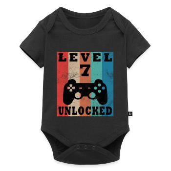 Level 7 freigeschaltet Retro-Controller - Baby Premium Kurzarmbody - Schwarz - Vorne