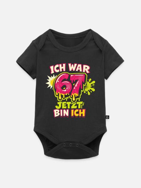 67 Six Seven Ich war 6 jetzt 7 Geburtstag - Premium kortærmet baby-body  - sort
