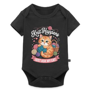 Amour du fil magique tricot chaton - Body à manches courtes Premium Bébé - noir - Devant