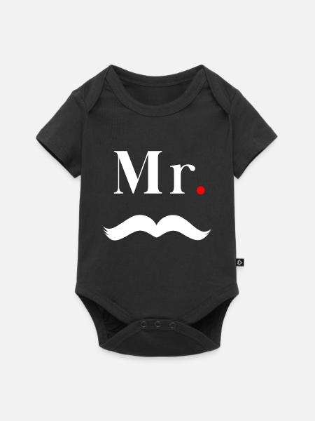 Herr Weißer Schnurrbart - Baby Premium Kurzarmbody - Schwarz