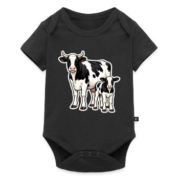 Cow with Calf – Loving Farm Illustration - Baby Premium short-sleeve bodysuit - black - Front