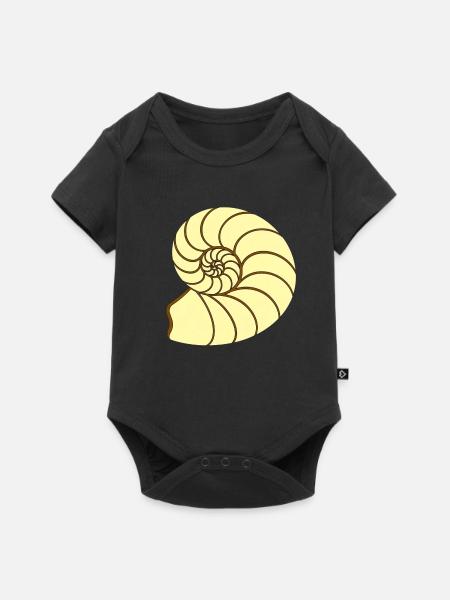 Gelber ammonit Spirale Linienkunst - Baby Premium Kurzarmbody - Schwarz