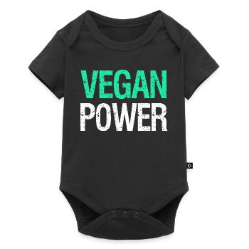 VEGAN POWER – Funny vegan saying with humor - Baby Premium short-sleeve bodysuit - black - Front