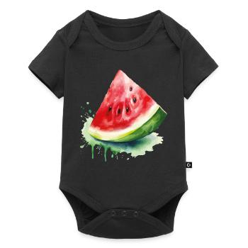 Wassermelone Aquarell Splash - Baby Premium Kurzarmbody - Schwarz - Vorne