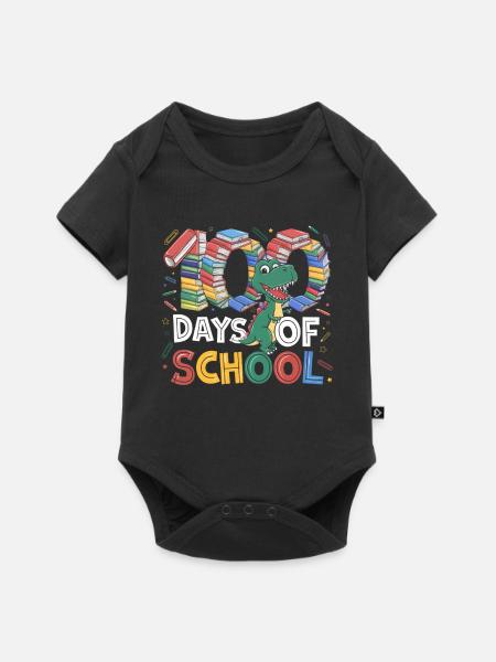 Dino Lernspaß Days of School - Baby Premium Kurzarmbody - Schwarz