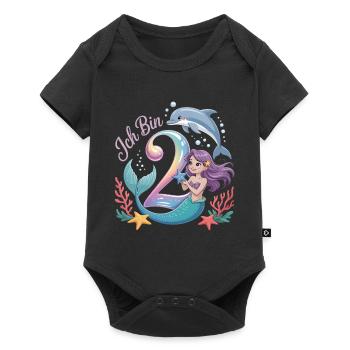 Ich Bin 2 Meerjungfrauen Mädchen 2. Geburtstag - Baby Premium Kurzarmbody - Schwarz - Vorne