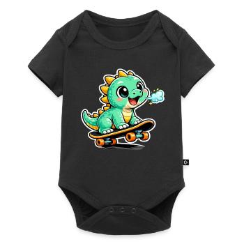 Green Dino Skateboard Hero - Baby Premium short-sleeve bodysuit - black - Front
