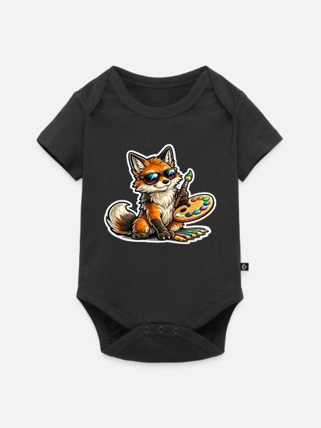Frecher Fuchs Maler mit Palette - Baby Premium Kurzarmbody - Schwarz
