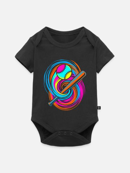 Baseballschläger und Ball - Baby Premium Kurzarmbody - Schwarz