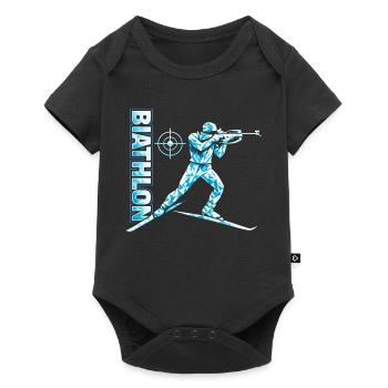 Biathlon Lustig Spruch Skilanglauf - Baby Premium Kurzarmbody - Schwarz - Vorne