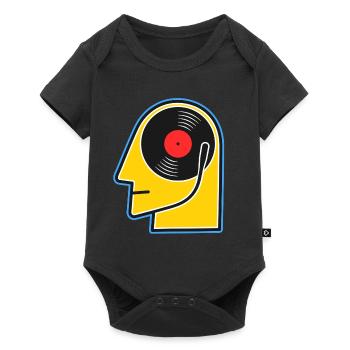 Vinyl Album Head Cartoon Portrait - Baby Premium short-sleeve bodysuit - black - Front