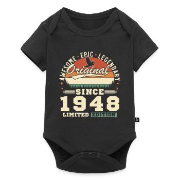 1948 Vintage Retro Geburtstagsgeschenk - Baby Premium Kurzarmbody - Schwarz - Vorne