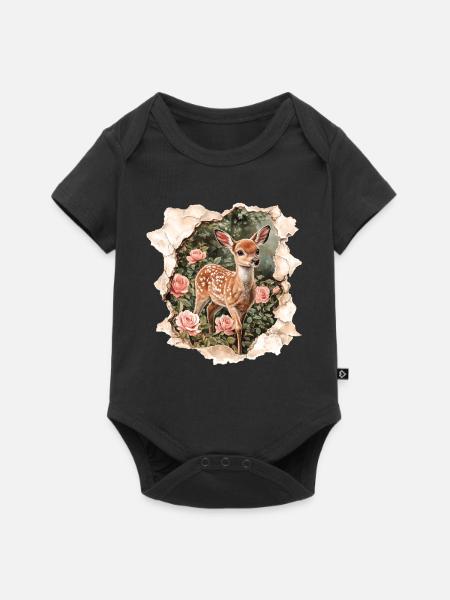 Reh Rehkitz - Baby Premium Kurzarmbody - Schwarz