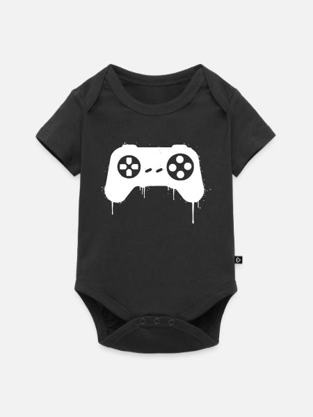 Gamepad Graffiti Tropfen - Baby Premium Kurzarmbody - Schwarz