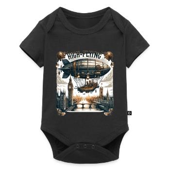 High-flying airship over London - Baby Premium short-sleeve bodysuit - black - Front