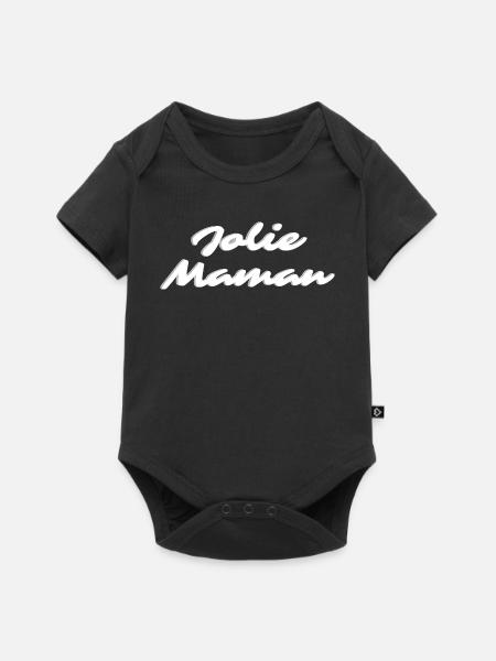 Hübsche weiße Mutter - Baby Premium Kurzarmbody - Schwarz