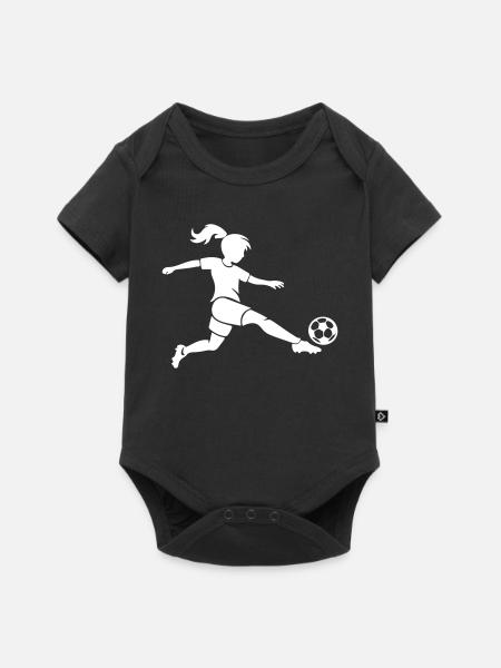 Fussballerin Fussball Silhouette - Baby Premium Kurzarmbody - Schwarz