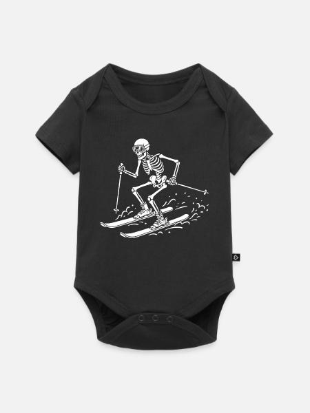 Skelettskifahrer auf Schneewellen - Baby Premium Kurzarmbody - Schwarz