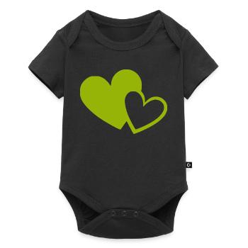 green heart green hearts heart pattern - Baby Premium short-sleeve bodysuit - black - Front